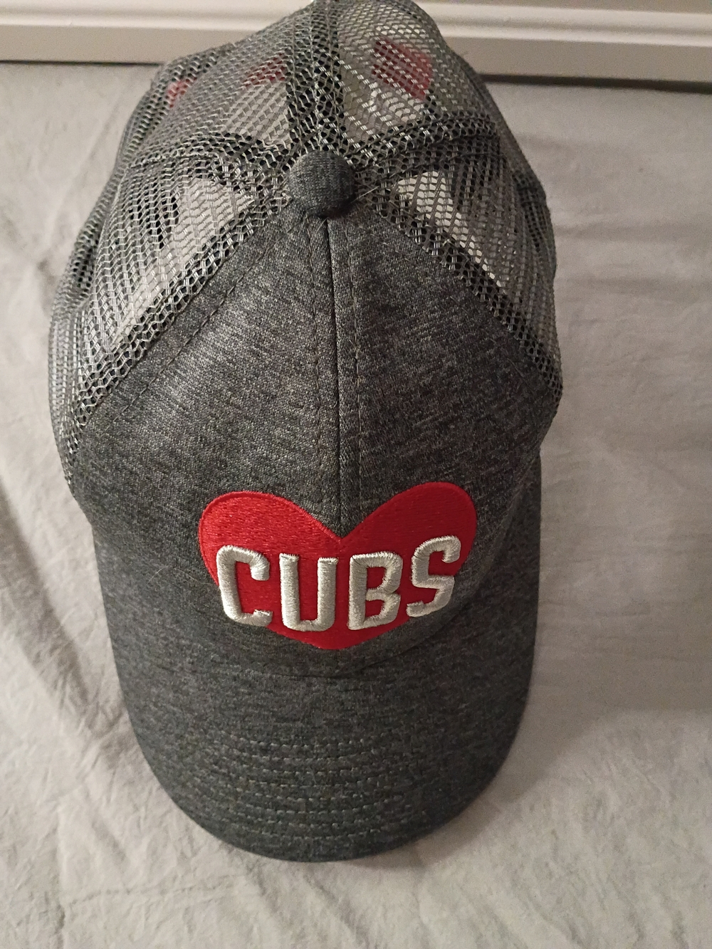 9Twenty Black Cap with Red and White Embroidered Heart Cubs Detail